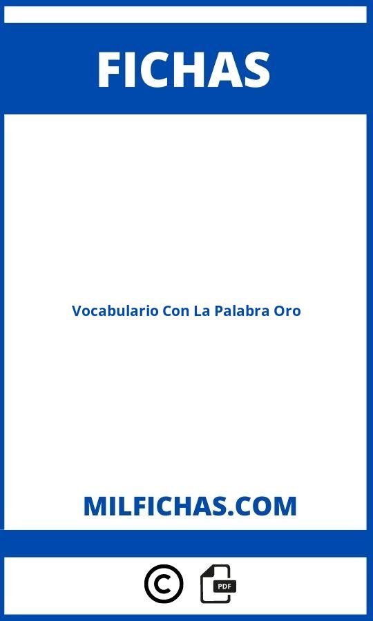 Ficha De Vocabulario Con La Palabra Oro